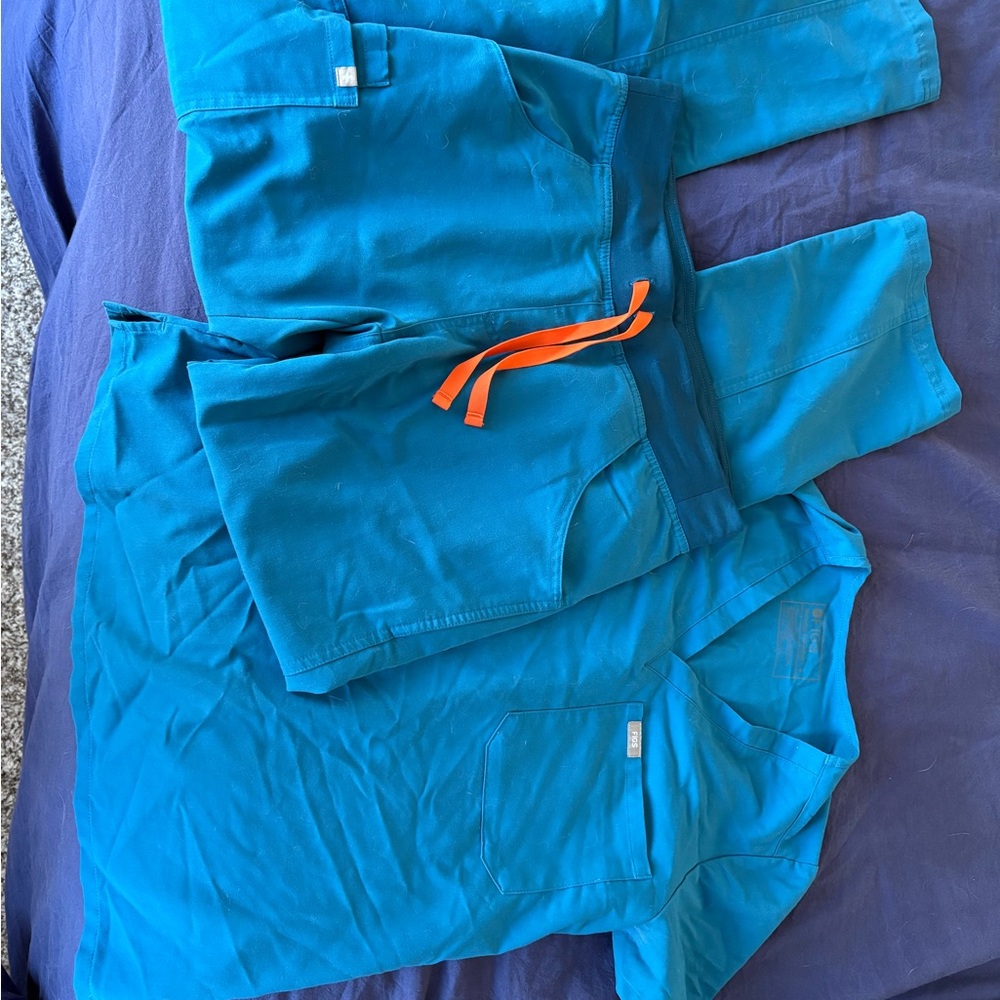 Figs Women's Scrub Set in Teal and Orange